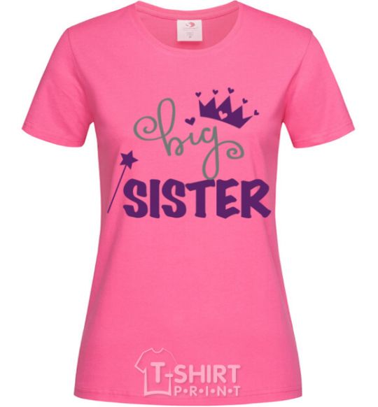 Women's T-shirt Big sister purple lettering heliconia фото