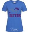 Women's T-shirt Big sister purple lettering royal-blue фото