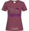 Women's T-shirt Big sister purple lettering burgundy фото