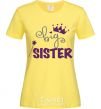 Women's T-shirt Big sister purple lettering cornsilk фото