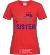 Women's T-shirt Big sister purple lettering red фото