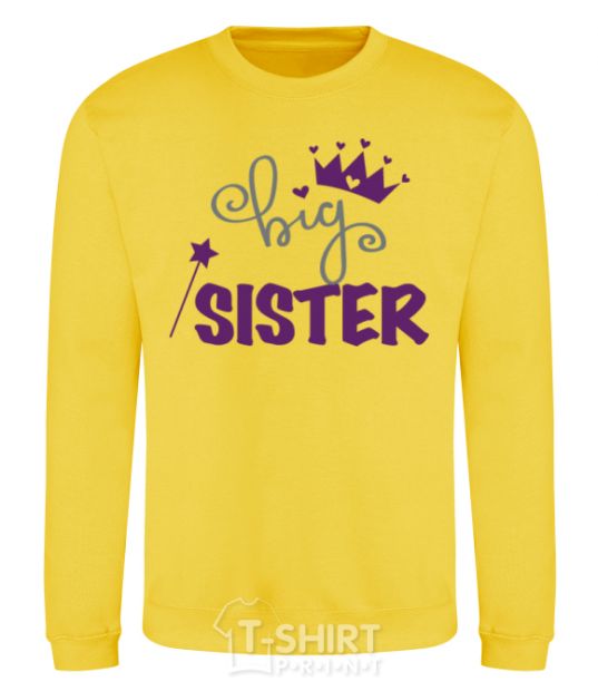 Sweatshirt Big sister purple lettering yellow фото