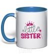 Mug with a colored handle Little sister V.1 royal-blue фото