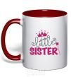 Mug with a colored handle Little sister V.1 red фото