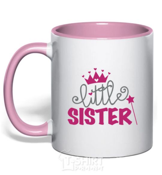 Mug with a colored handle Little sister V.1 light-pink фото