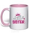 Mug with a colored handle Little sister V.1 light-pink фото