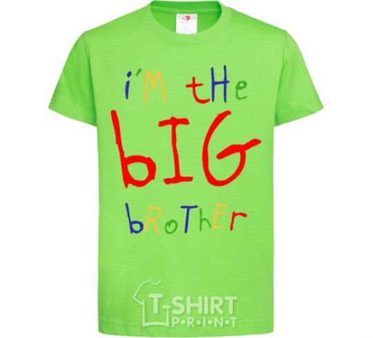 Детская футболка I am the big brother Лаймовый фото