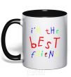 Mug with a colored handle I am the best friend black фото