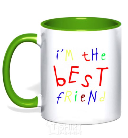 Mug with a colored handle I am the best friend kelly-green фото