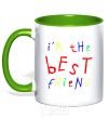 Mug with a colored handle I am the best friend kelly-green фото