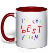 Mug with a colored handle I am the best friend red фото