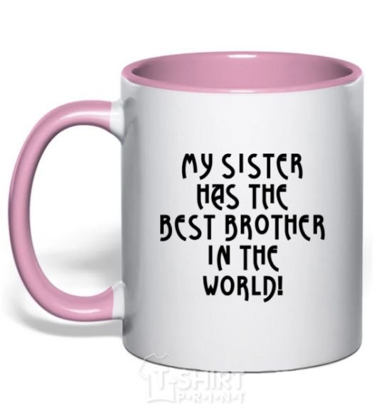 Mug with a colored handle My sister has The best brother light-pink фото