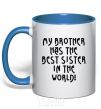 Mug with a colored handle The best sister in the world royal-blue фото