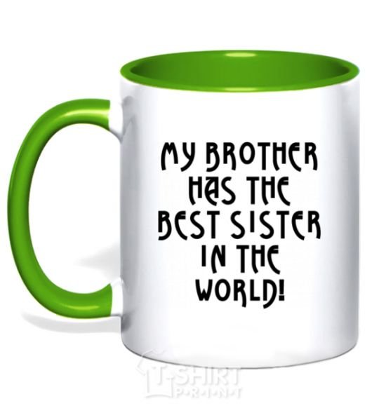 Mug with a colored handle The best sister in the world kelly-green фото