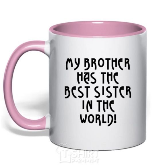 Mug with a colored handle The best sister in the world light-pink фото