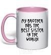 Mug with a colored handle The best sister in the world light-pink фото