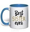 Mug with a colored handle Best sister ever Inscription royal-blue фото