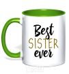 Mug with a colored handle Best sister ever Inscription kelly-green фото