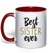 Mug with a colored handle Best sister ever Inscription red фото