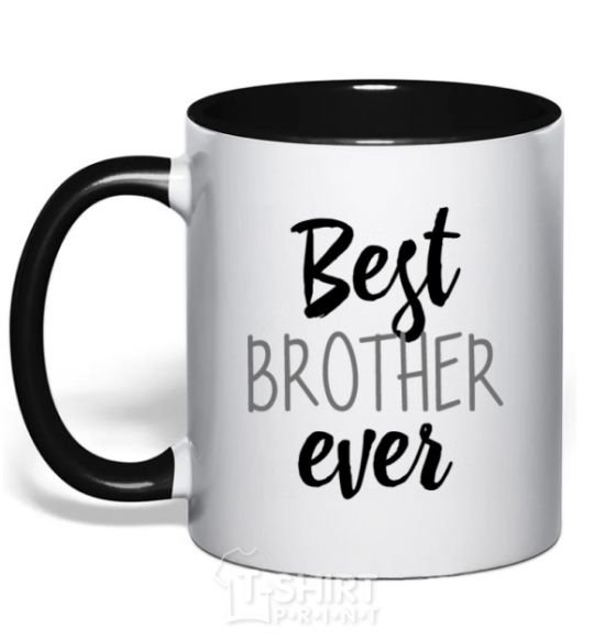 Mug with a colored handle Best brother ever V.1 black фото