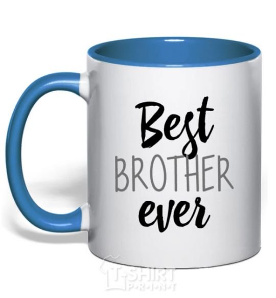 Mug with a colored handle Best brother ever V.1 royal-blue фото