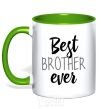 Mug with a colored handle Best brother ever V.1 kelly-green фото