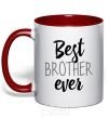 Mug with a colored handle Best brother ever V.1 red фото