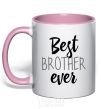 Mug with a colored handle Best brother ever V.1 light-pink фото