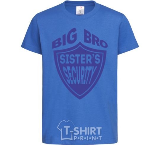 Kids T-shirt BIG BRO sisters security royal-blue фото
