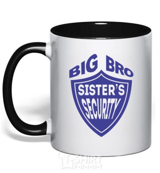 Mug with a colored handle BIG BRO sisters security black фото