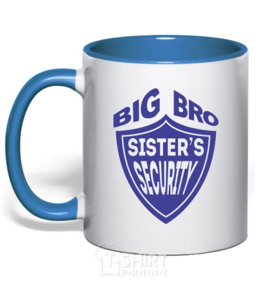 Mug with a colored handle BIG BRO sisters security royal-blue фото