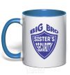 Mug with a colored handle BIG BRO sisters security royal-blue фото