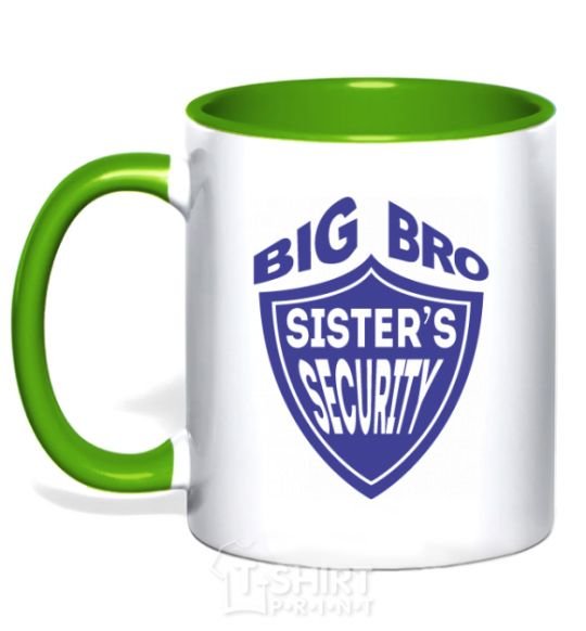 Mug with a colored handle BIG BRO sisters security kelly-green фото