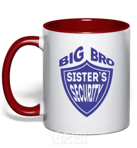 Mug with a colored handle BIG BRO sisters security red фото