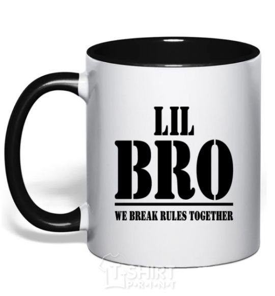 Mug with a colored handle Lil Bro black фото