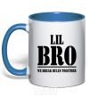 Mug with a colored handle Lil Bro royal-blue фото