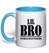 Mug with a colored handle Lil Bro sky-blue фото