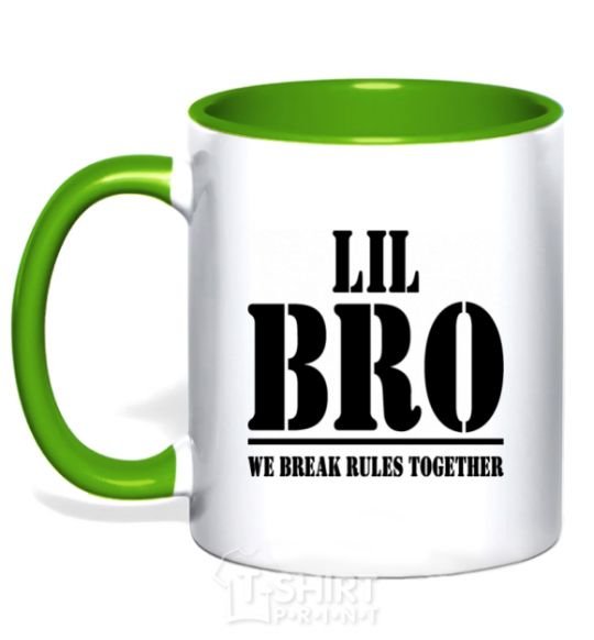 Mug with a colored handle Lil Bro kelly-green фото