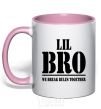 Mug with a colored handle Lil Bro light-pink фото