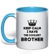 Mug with a colored handle Keep calm i have the coolest brother sky-blue фото