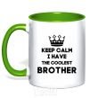 Mug with a colored handle Keep calm i have the coolest brother kelly-green фото
