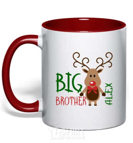 Mug with a colored handle Big brother Alex red фото