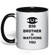 Mug with a colored handle Big brother is watching you (eye) black фото