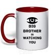 Mug with a colored handle Big brother is watching you (eye) red фото