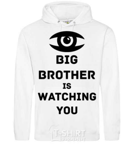 Men`s hoodie Big brother is watching you (eye) White фото