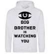Мужская толстовка (худи) Big brother is watching you (глаз) Серый меланж фото