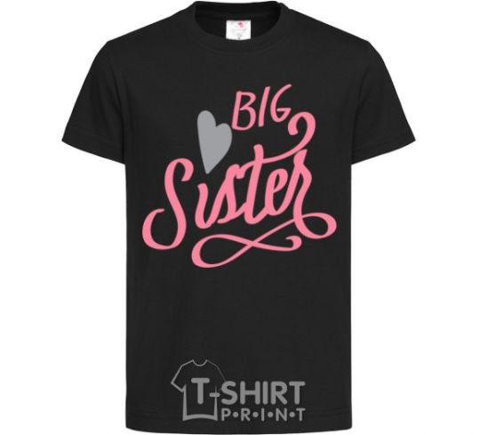 Kids T-shirt BIG sister pink inscription black фото