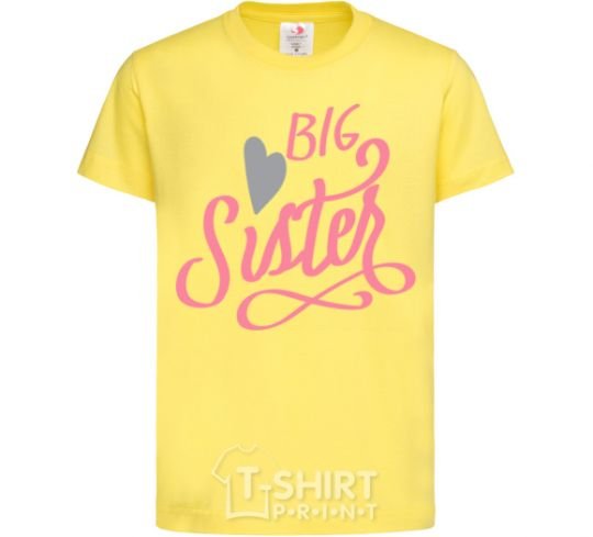 Kids T-shirt BIG sister pink inscription cornsilk фото