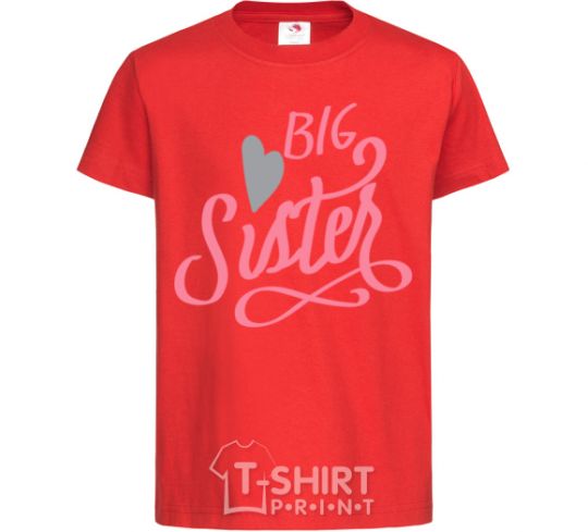 Kids T-shirt BIG sister pink inscription red фото