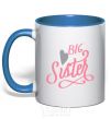 Mug with a colored handle BIG sister pink inscription royal-blue фото